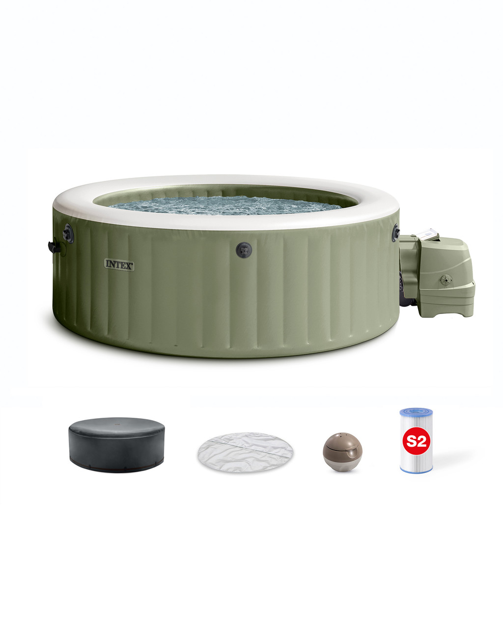 Intex PureSpa Bubble Massage Opblaasbare Spa / 4-persoons / Olijfgroen