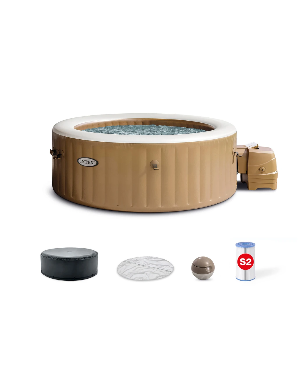 Intex PureSpa Bubble Opblaasbare Spa - 795L - 4 Personen - Olijfgroen - 196x196x71cm