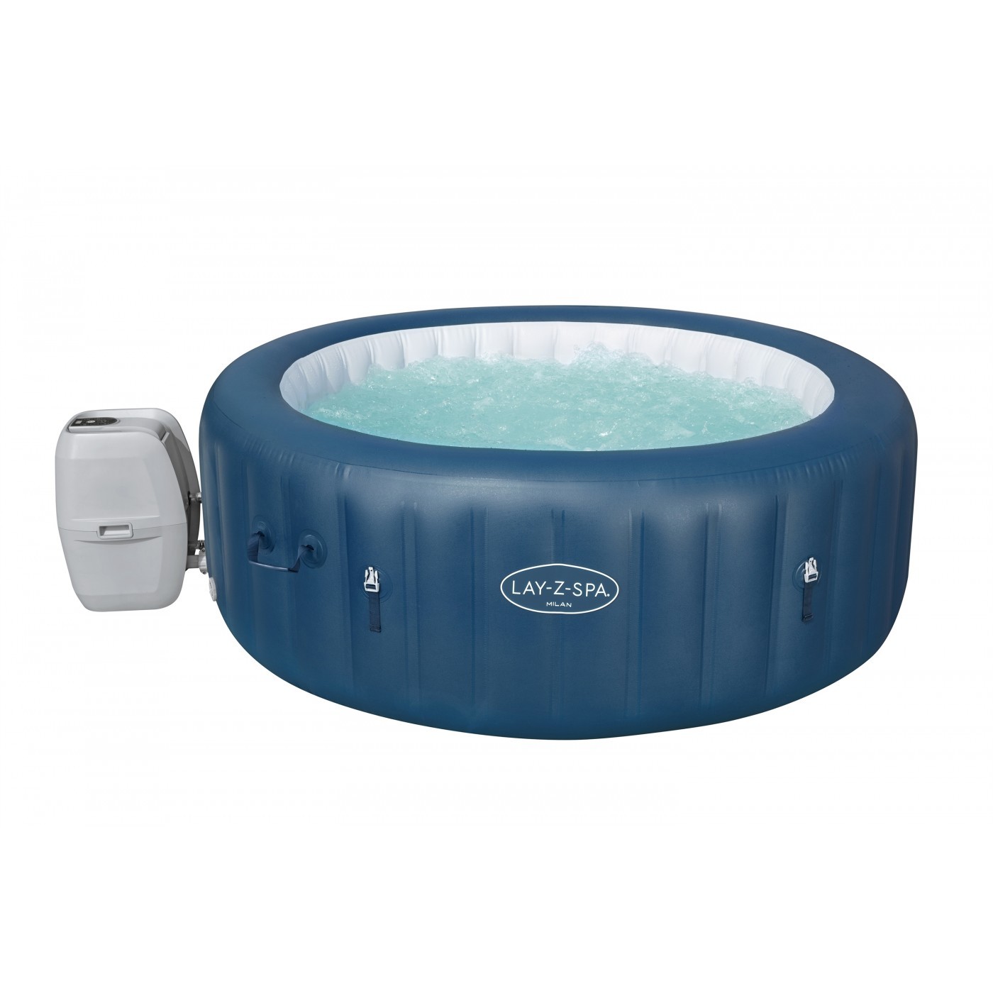 Bestway Lay-Z-Spa Milan - Jacuzzi - Opblaasbaar - Zwembad - Hottub - Zwembadbescherming - Massagefunctie - Bruin - 196 x 196 cm