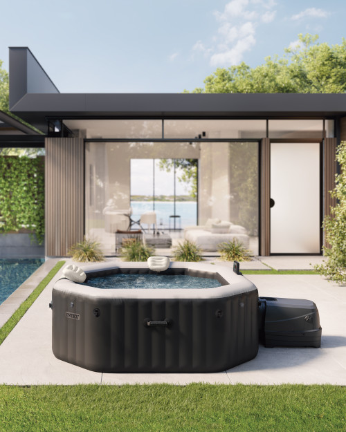 Intex PureSpa Onyx Black Jet & Bubble Deluxe 6 persoons - 218 x 218 x 71 cm (Achthoek)