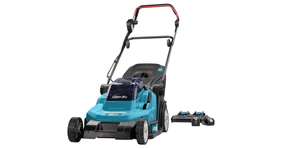 Makita DLM432PT2 2x18 V Grasmaaier (Blauw/zwart, Incl. 2 accu's en duo snellader)
