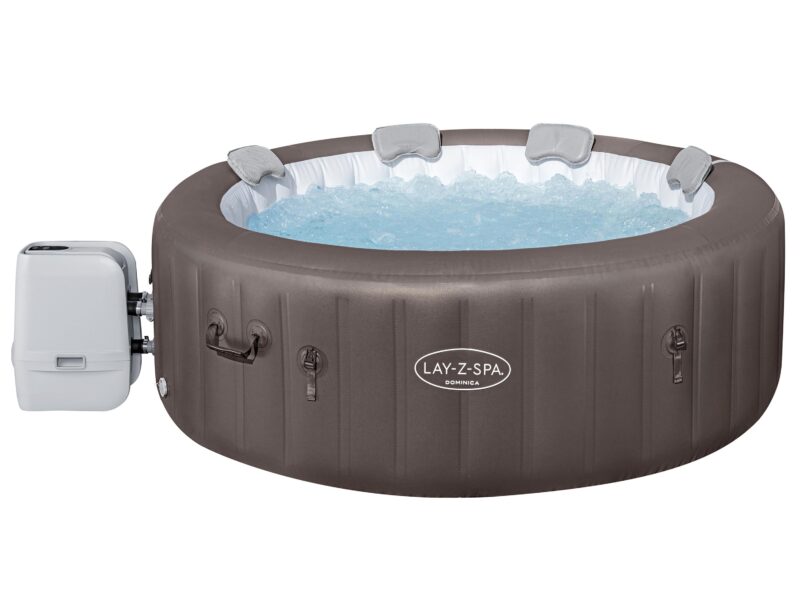 Lay-Z-Spa2.16mx71cm Bali MaxHold EnergySense UltraFit Smart AirJet 7 Brown Rattan Round - 40% minder energieverbruik - Geschikt voor 5-7 personen - Afmetingen buitenkant: Ø216 x H71 cm