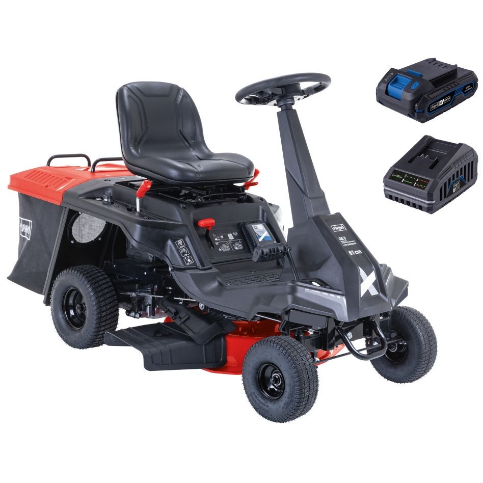 Scheppach MR230-61 Hybride Zitmaaier – 224cc 6 PK – 61 cm Maaibreedte – Voor Gazons tot 2600 m² – Incl. Accu e