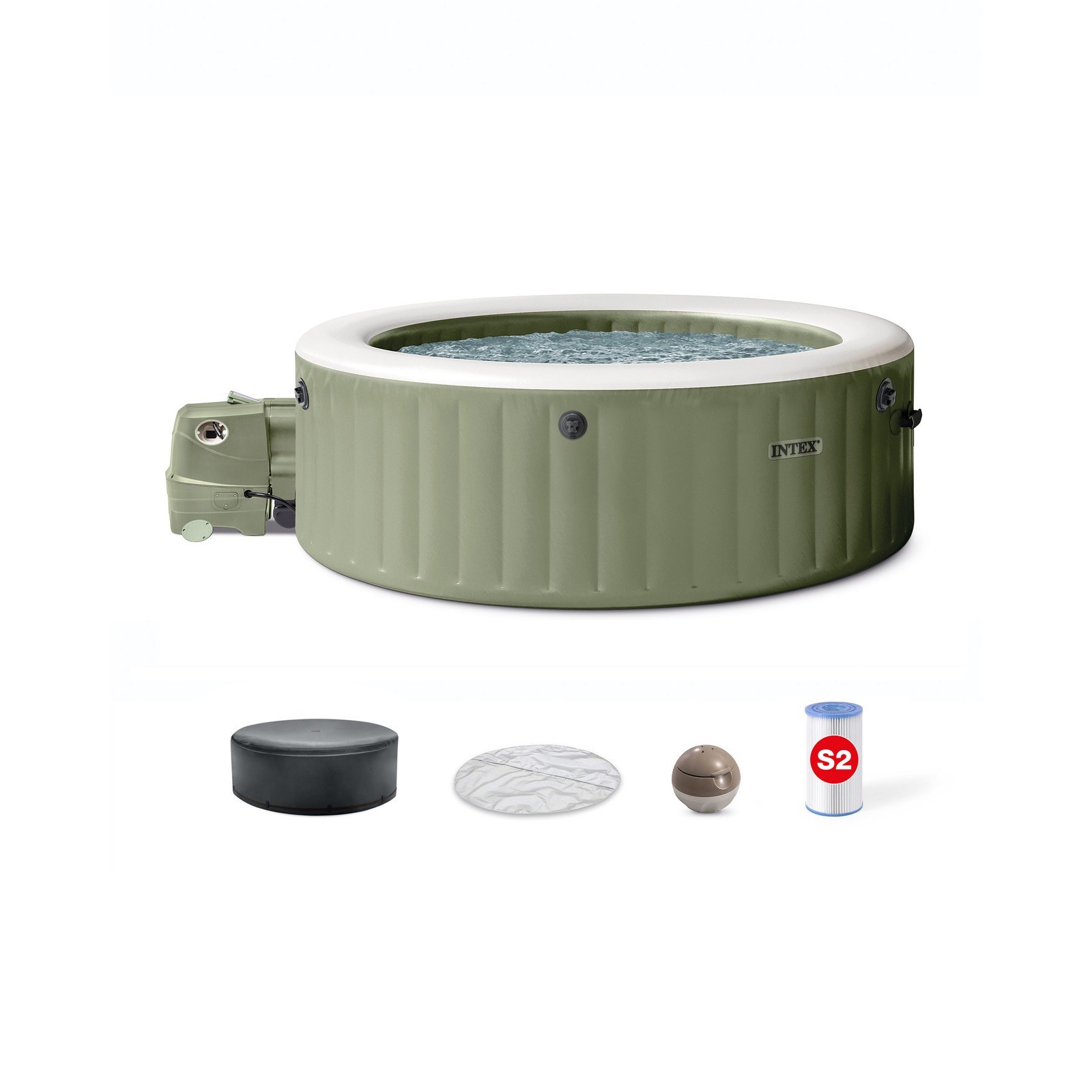 Intex PureSpa Bubble Massage Opblaasbare Spa / 6-persoons / Olijfgroen